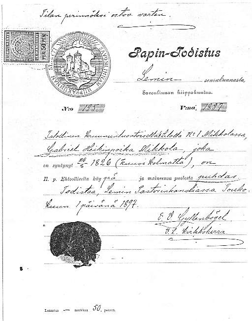 Gabriel Mikkolan papintodistus.jpg (54312 bytes)
